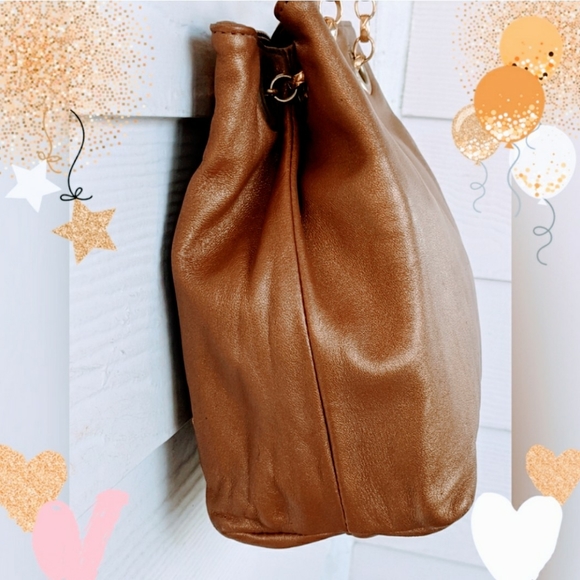 L.J. SIMONE NEW YORK GOLD LEATHER ANCHOR BAG - Picture 6 of 7